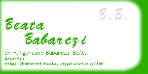beata babarczi business card